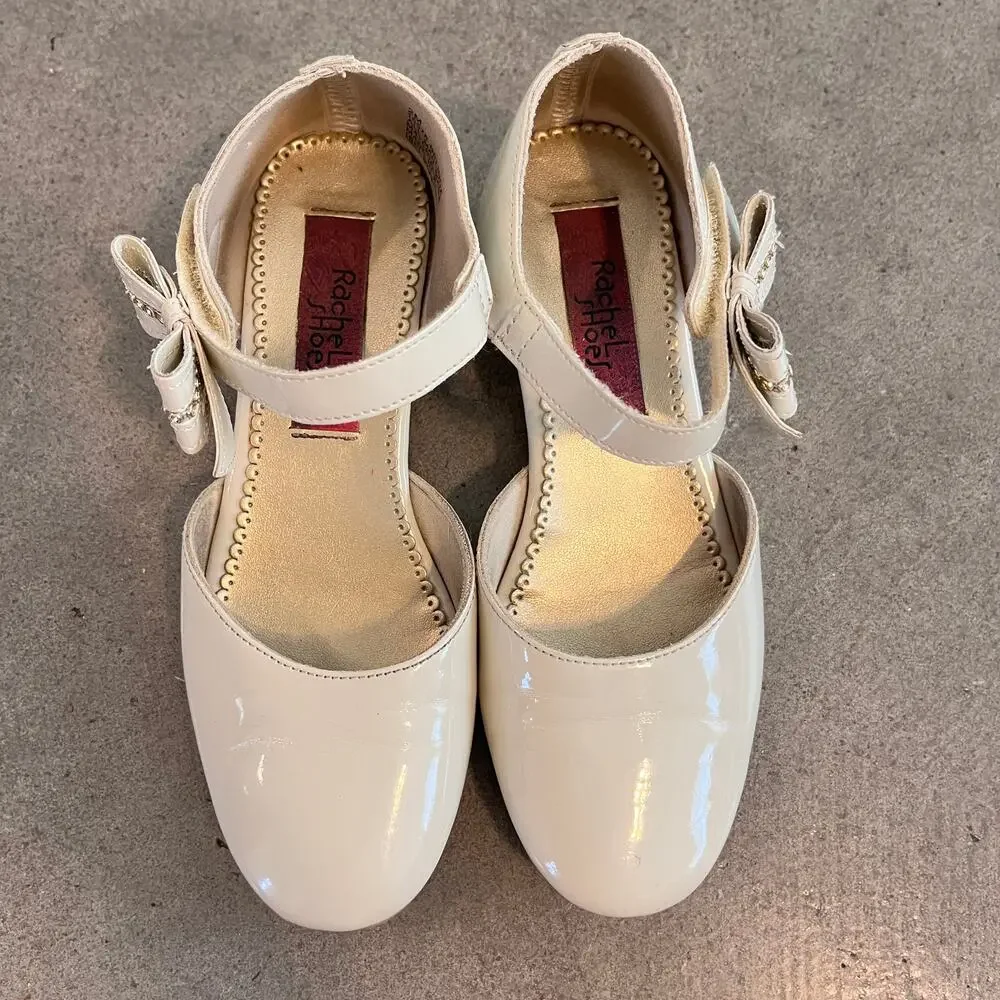 Rachel Shoes beige cream dress shoes Youth Girls size 2 formal event low heel